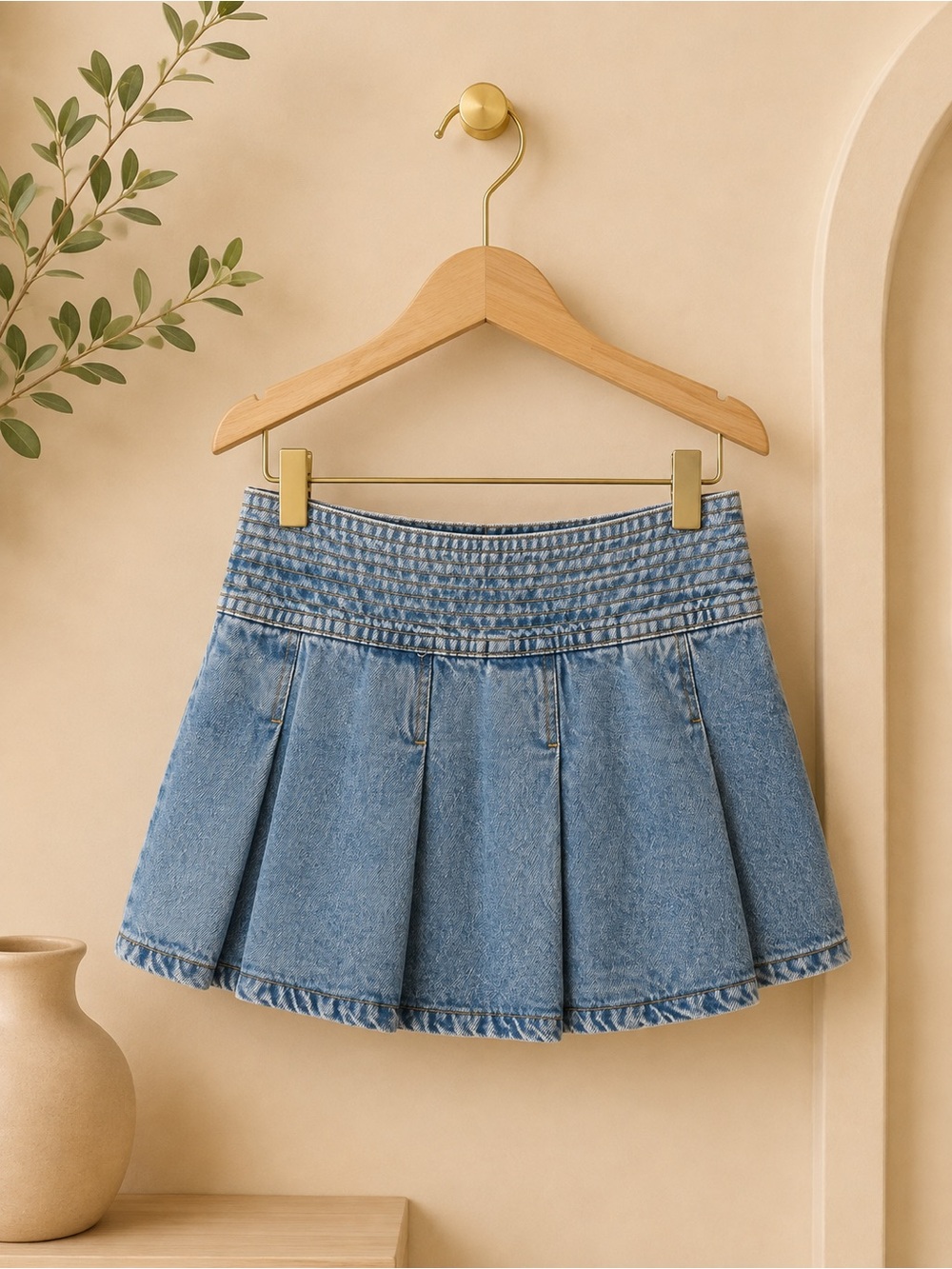 GARAGE Denim Pleated Women Mini Skort ✨